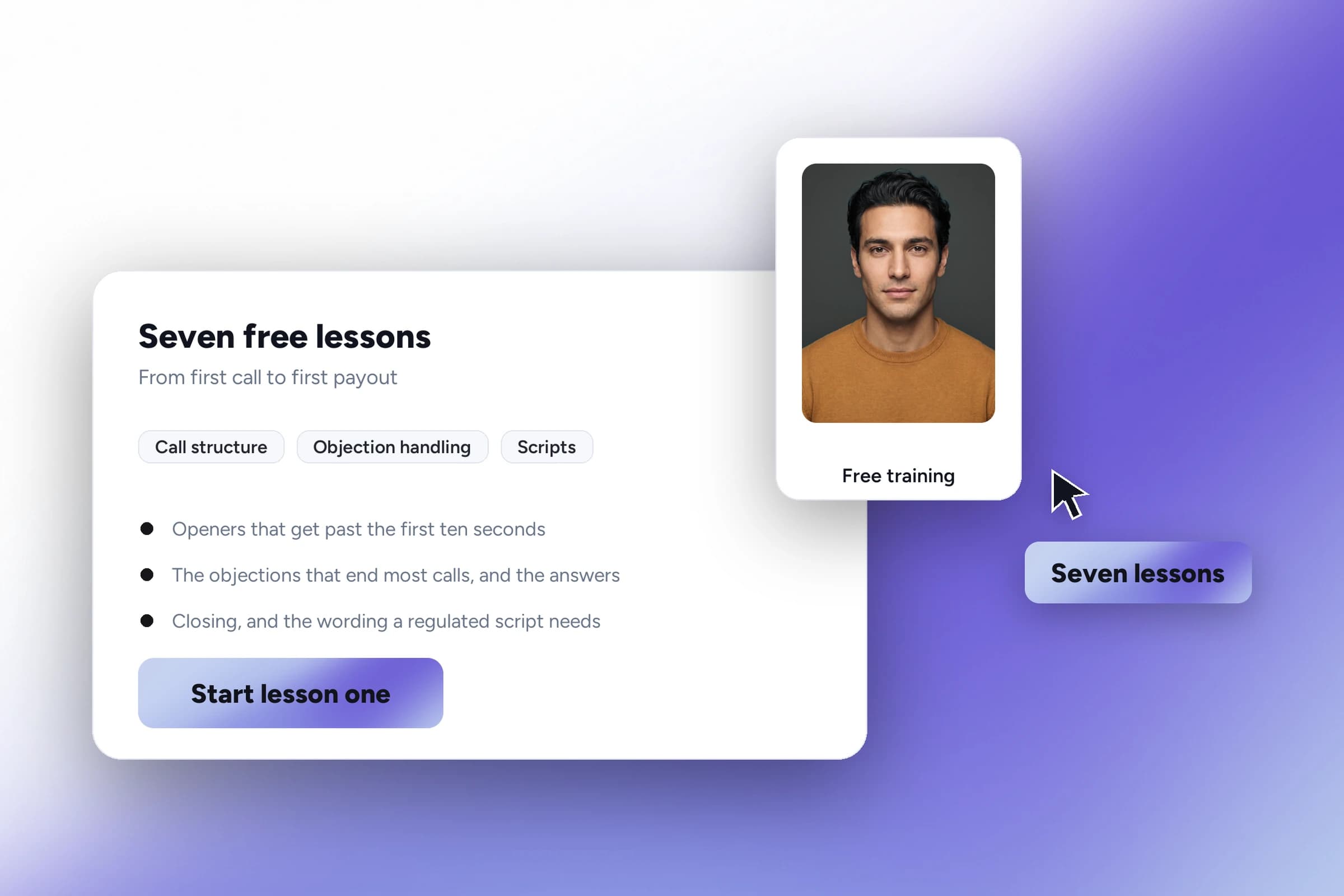 The seven free lessons, in the order they are meant to be taken.
